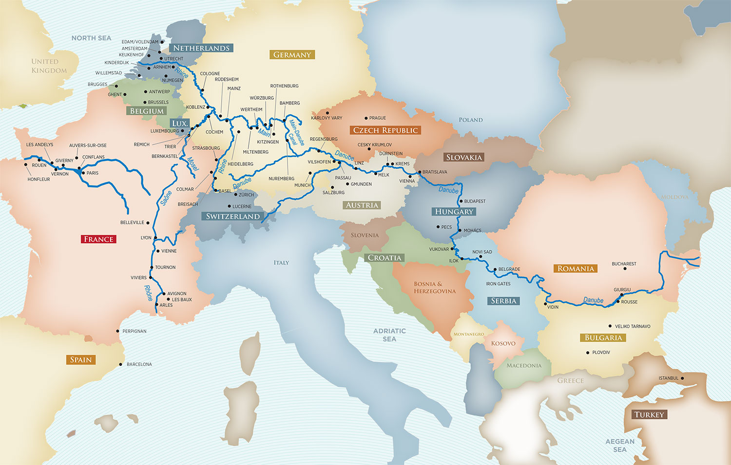 European rivers map